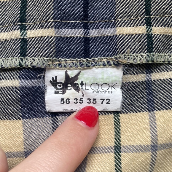 Vintage Best Look Uniforms Yellow And Blue Pleated Plaid Skirt W/ Front Pocket - Picture 5 of 6